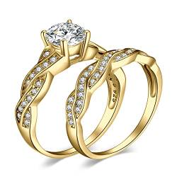 JewelryPalace Wickelring Unendlichkeit Verlobungsring Paar Eheringe Ring Silber 925 Damen, Zirkonia Trauringe Damenring Hochzeitsringe Antragsring Memoirering Ringe Set, Damen Schmuck Vergoldet 57 von JewelryPalace