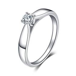 JewelryPalace Zirkonia Verlobungsring Eheringe Promise Verlobung Ring Silber 925 Damen, Solitärring Silberringe Trauringe Damenring Hochzeitsringe Antragsring Entouragering Ringe, Damen Schmuck 58 von JewelryPalace