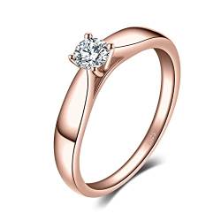 JewelryPalace Zirkonia Verlobungsring Eheringe Promise Verlobung Ring Silber 925 Damen, Solitärring Silberringe Trauringe Hochzeitsringe Antragsring Entouragering Ringe, Damen Schmuck Rosegold 49 von JewelryPalace