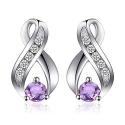 Jewelrypalace Infinity Echt Amethyst Ohrstecker Silber 925 Damen, Knoten Violett Schmuck Set, Ohrringe Silber Unendlichkeit Edelstein Mädchen, Ohrstecker Unendlich Silber mit Stein Frauen von JewelryPalace