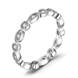 Jewelrypalace Modeschmuck Marquise Zirkonia Band Ring Damen, Hochzeitsringe Silber 925 Trauringe Eheringe für Frauen, Vorsteckring Stapelring Eternity Ring Bandring schmal, Ringe Set Schmuck 46 von JewelryPalace