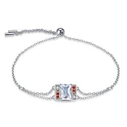 Jewelrypalace Spiel Smaragdschliff 3.1ct Zirkonia Armband Damen Silber 925, Armreif Gelbe Schmuck Set für Frauen, Armbänder Mädchen Verstellbar Armreifen mit Orange Stein, Geschenk für Freundin von JewelryPalace