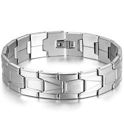 JewelryWe Armband Herren Edelstahl Gliederarmband: 16MM Breite Klassiker Link Armreif Armkette Geschenk für Männer Silber von JewelryWe
