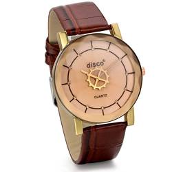 JewelryWe Damen Armbanduhr, Vintage Zeitloses Design Analog Quarz Uhr mit Leder Armband & Zahnrad Zeiger, Kaffee von JewelryWe