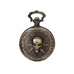 JewelryWe Damen Herren Taschenuhr Gotik Schädel Totenkopf Uhranhänger Quartz Legierung Kettenuhr Uhr Halskette Farbe Bronze von JewelryWe