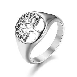 JewelryWe Damen-Ring für Damen transparent Baum des Lebens, Edelstahl, Farbe Silber, Geschenk silber / schwarz von JewelryWe