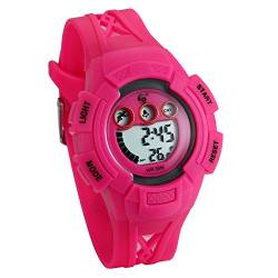 JewelryWe Digital Uhren für Kinder Junge Mädchen, 30m Wasserdicht Sportuhr Armbanduhr mit 12/24H Format/Wecker/Kalender/LED-Licht, elektronische gewebt Armband Uhr für Jugendliche, Schwarz von JewelryWe