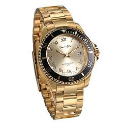 JewelryWe Herren Armbanduhr Analog Quarz 50M wasserdichte Gold Edelstahl Band Uhr mit Leuchtend Römischen Ziffern Zifferblatt und schwarz drehbare Lünette von JewelryWe