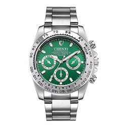 JewelryWe Herrenuhr Edelstahl Quarzuhr Analog Armbanduhr Leuchtende Business Kleid Uhr für Männer Silber Grün von JewelryWe