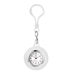 JewelryWe Karabineruhr Silikon Taschenuhr mit Karabiner: Damen Analog Quarz Karabiner Uhr mit Weiß abnehmbarem Silikon Hülle Frauen FOB Clip auf Uhr für Ärzte Krankenschwestern von JewelryWe