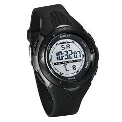 JewelryWe Kinder Digital Uhren 50M Wasserdicht Jungen Mädchen Klassische Uhr Sport Armbanduhr Stoppuhr mit Wecker, Kalender und LED Beleuchtung (schwarz) von JewelryWe