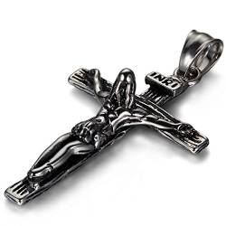 JewelryWe Kreuz mit Jesus Christus Halskette nie Faded-Edelstahlkette für Männer (Geschenk Ostern) von JewelryWe