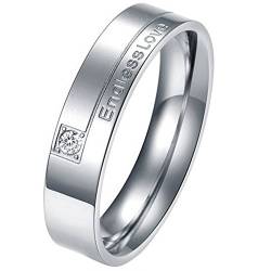 JewelryWe Paar Ehering Verlobungsring mit Gravur Endless Love Ring Band Größe 52 bis 76 von JewelryWe