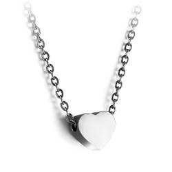 JewelryWe Personalisierte Schmuck Damen Kette mit Herz Anhänger Silber | Edelstahl Halskette mit Gravur für Frauen Mädchen nickelfrei von JewelryWe