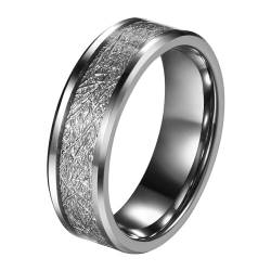 JewelryWe Ring Herren Wolfram Eheringe: 8mm Breite Herren-Ring Wolframcarbid Verlobungsringe Trauringe Hochzeit Band Männer Ringe mit Gravur Silber Größe 62 von JewelryWe