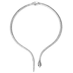 JewelryWe Schlange Choker Damen Halskette: Silber Vintage Schlangen Kette Tier Lätzchen Halsband Punk Aussage Kragen Halskette Ägyptische Schmuck für Frau Mädchen von JewelryWe