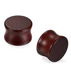 JewelryWe Schmuck 18mm Holz Double Flared Flesh Plug Sattel Tunnel Plugs Ohrstecker Ohrpiercing Dunkelbraun Klassisch Vintage von JewelryWe