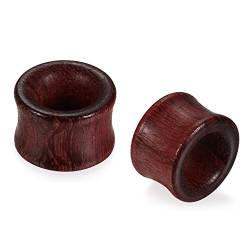 JewelryWe Schmuck 18mm Holz Double Flared Flesh Plug Sattel Tunnel Plugs Ohrstecker Ohrpiercing Dunkelbraun Mitte Hohl Hollow Vintage von JewelryWe