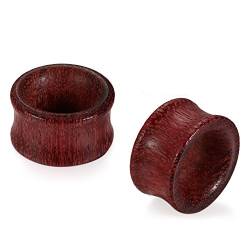 JewelryWe Schmuck 20mm Holz Double Flared Flesh Plug Sattel Tunnel Plugs Ohrstecker Ohrpiercing Dunkelbraun Mitte Hohl Hollow Vintage von JewelryWe