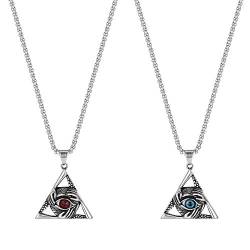 JewelryWe Schmuck 2pcs Herren Halskette mit Edelstahl Auge Evil Eye 3 Hand Dreieck Anhänger & 22 Zoll Kette Vatertag Geschenk von JewelryWe