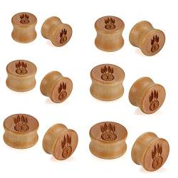 JewelryWe Schmuck 6 Paar Set 10-22mm Holz Double Flared Flesh Plug Sattel Tunnel Plugs Ohrstecker Ohrpiercing Braun Dreamcatcher Traumfänger Vintage von JewelryWe