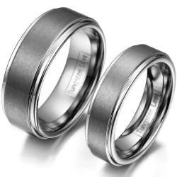 JewelryWe Schmuck 8mm Breite Wolframcarbid Herren-Ring, Poliert Eheringe Verlobungsringe, Silber mit Geschenk Tüte - Größe 54 bis 71 von JewelryWe