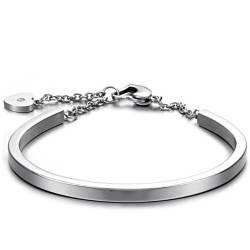 JewelryWe Schmuck Damen Armband, Elegant Poliert Armreif, Edelstahl, Silber von JewelryWe