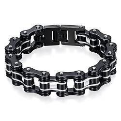 JewelryWe Schmuck Herren Biker Kette Armband, Groß Schwer Hochglanz Poliert Fahrradkette Motorradkette Armkette Armreif aus Edelstahl, Silber von JewelryWe