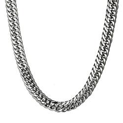 JewelryWe Schmuck Herren Halskette Edelstahl Panzerkette 22mm Breit Kette Geschenke für Männer Silber von JewelryWe