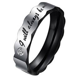 JewelryWe Schmuck Herren-Ring I will always be with You Band Edelstahl Ehering Hochzeit Engagement Versprechen Größe 52 bis 75 von JewelryWe