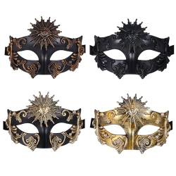 JewelryWe Venezianische Maskerade Maske Herren: 4 Stück Antike Griechische Römische Sonnengott Maskenball Maske Männer Augenmaske Gesichtsmaske für Karneval Halloween Cosplay Party Weihnachten von JewelryWe