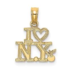 12,3 mm Gold I Love Heart Ny Charm Anhänger Halskette Schmuck Geschenke für Frauen von JewelryWeb