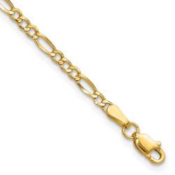 14 Karat Gold 2,5 mm Figarokette Armband halbstark für Damen - Längenoptionen: 18 bis 20, Metall, Metall von JewelryWeb