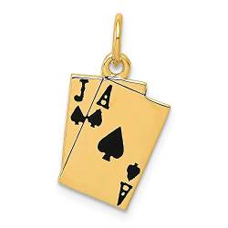 14 Karat emailliertes Blackjack Poker-Karten-Armband für Armband, 16 x 11 mm. JewelryWeb von JewelryWeb