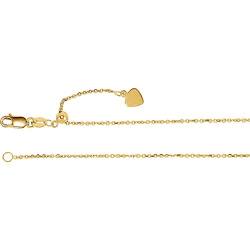 14-karätige Halskette, 56 cm, verstellbare Kabelkette in Weißgold, Gelbgold, 1 mm, Gelbgold von JewelryWeb