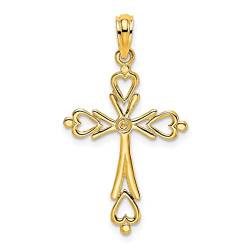 16 mm goldener religiöser Glaube-Kreuz mit Herzenden, Anhänger, Halskette, Schmuck, Geschenke für Frauen von JewelryWeb