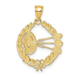 17,25 mm goldene Dartscheibe und Dartpfeile im Blatt-Design, Charm-Anhänger, Halskette, Schmuck, Geschenke für Frauen von JewelryWeb