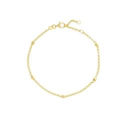 Armband aus 14 Karat Gelbgold, 3 mm, glitzernd, verstellbar, Schmuck, Geschenke für Frauen, 18 cm, Gelbgold von JewelryWeb