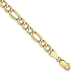 Figarokette, 14 Karat Gold, 5,75 mm, halbstarr, Schmuck, Geschenke für Frauen, 20 cm, Gelbgold von JewelryWeb