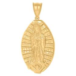 Guadalupe Herren-Halskette mit religiösem Anhänger, Gelbgold, Maße: 54,4 x 26,2 mm breit, Schmuck für Herren von JewelryWeb