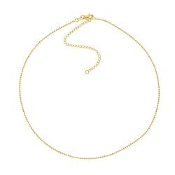 Halskette aus 14 Karat Gelbgold, 1,2 mm, glitzernder Schnitt, verstellbare Choker-Halskette, Schmuck, Geschenke für Frauen, 41 cm, Gelbgold von JewelryWeb