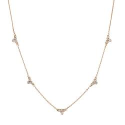 Halskette aus 14 Karat Rotgold, 0,16 Dwt Diamant, 5 Cluster-Stationen, verstellbare Halskette, Schmuck, Geschenke für Frauen, 46 cm von JewelryWeb