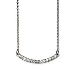 Halskette aus Titan, poliert mit Zirkonia, künstlicher Diamant, 3,2 mm breit, Schmuckgeschenke für Frauen, 53 cm, Titan, Zirkonia von JewelryWeb