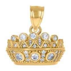 Halskette für Herren, Gelbgold, Zirkonia, künstlicher Diamant, Krone, Modeschmuck für Herren von JewelryWeb