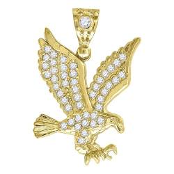 Halskette mit Anhänger, Gelbgold, Zirkonia, künstlicher Diamant, Adler, Vogel, Patriotismus, Schmuck, für Herren, Zirkonia von JewelryWeb