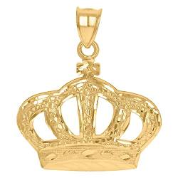 Halskette mit Kronenanhänger, Gelbgold, Maße: 36,5 x 32 mm breit, Schmuck für Herren von JewelryWeb