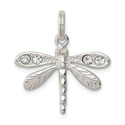 Halskette mit Libellen-Anhänger aus 925er-Sterlingsilber, poliert, 24 x 22 mm breit, Schmuckgeschenke für Damen, Zirkonia von JewelryWeb