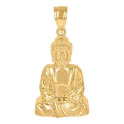 Halskette mit religiösem Buddha-Anhänger, Gelbgold, Maße: 50,7 x 25,3 mm breit, Schmuck für Herren von JewelryWeb