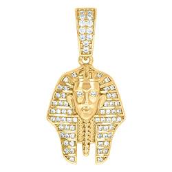 Herren-Halskette aus 925er Sterlingsilber, gelber Farbton, Zirkonia, künstlicher Diamant, ägyptischer Pharao, Modeschmuck, Schmuck für Herren von JewelryWeb