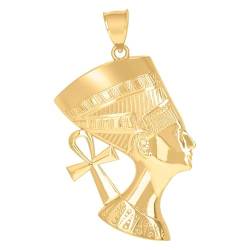 Herren-Halskette mit ägyptischem Nofretete-Ankh-Anhänger, Gelbgold, Schmuck für Männer von JewelryWeb